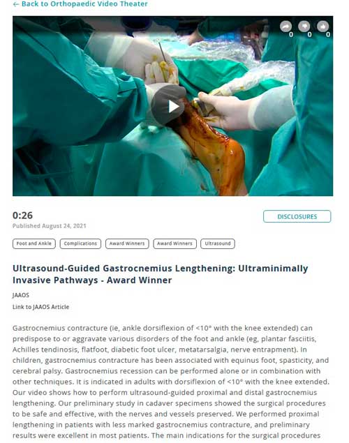 Ultrasound-Guided Gastrocnemius Lengthening Ultraminimally Invasive Pathways - Award Winner (2)